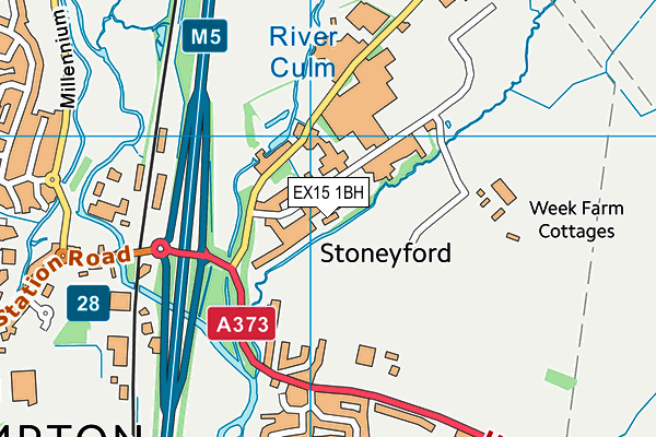 EX15 1BH map - OS VectorMap District (Ordnance Survey)