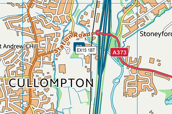 EX15 1BT map - OS VectorMap District (Ordnance Survey)