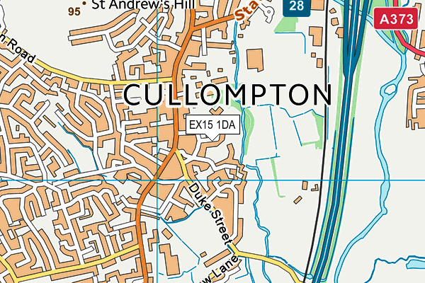 EX15 1DA map - OS VectorMap District (Ordnance Survey)