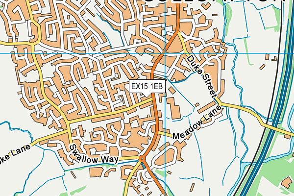 EX15 1EB map - OS VectorMap District (Ordnance Survey)
