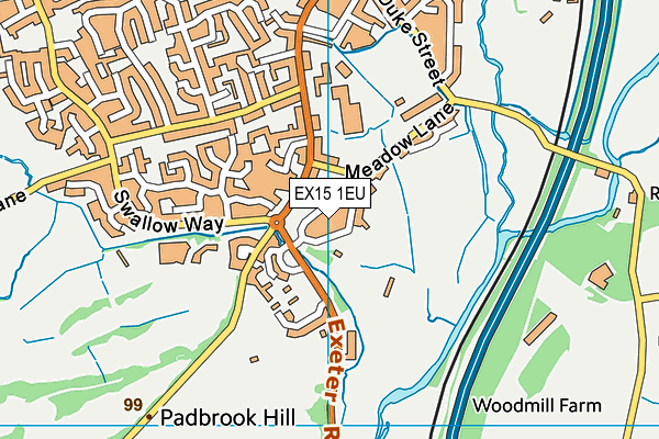 EX15 1EU map - OS VectorMap District (Ordnance Survey)