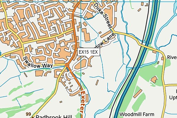 EX15 1EX map - OS VectorMap District (Ordnance Survey)