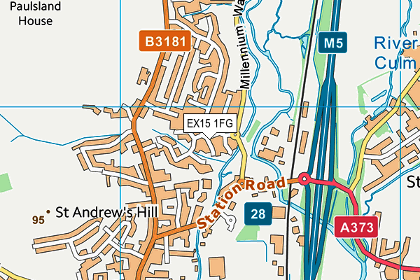 EX15 1FG map - OS VectorMap District (Ordnance Survey)