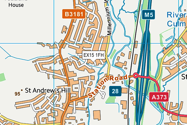 EX15 1FH map - OS VectorMap District (Ordnance Survey)