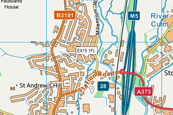 EX15 1FL map - OS VectorMap District (Ordnance Survey)