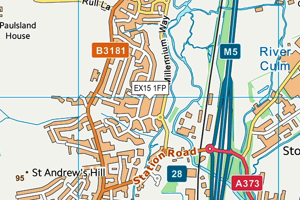 EX15 1FP map - OS VectorMap District (Ordnance Survey)