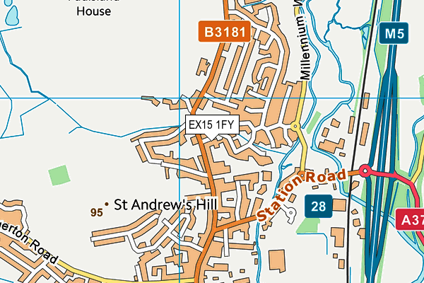 EX15 1FY map - OS VectorMap District (Ordnance Survey)