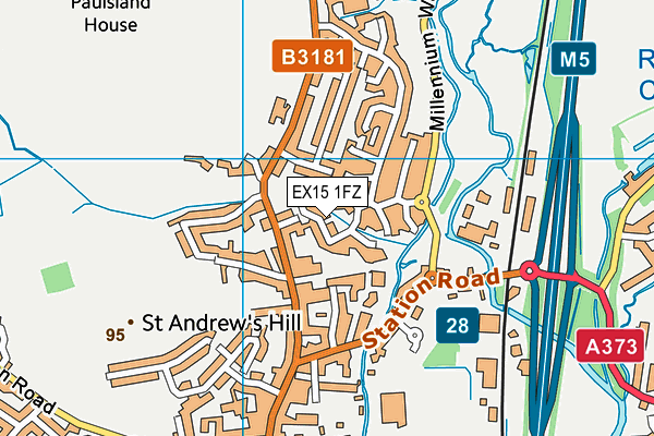 EX15 1FZ map - OS VectorMap District (Ordnance Survey)