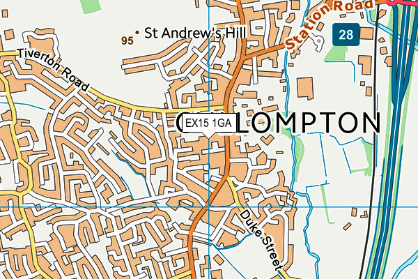 EX15 1GA map - OS VectorMap District (Ordnance Survey)