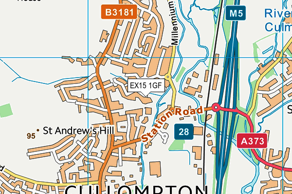 EX15 1GF map - OS VectorMap District (Ordnance Survey)