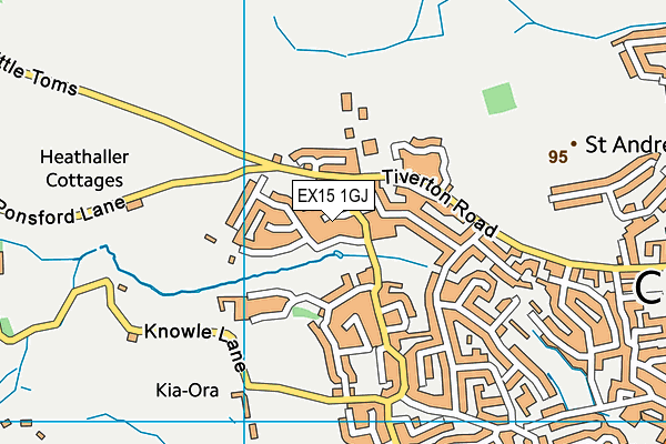 EX15 1GJ map - OS VectorMap District (Ordnance Survey)