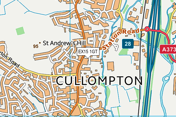 EX15 1GT map - OS VectorMap District (Ordnance Survey)