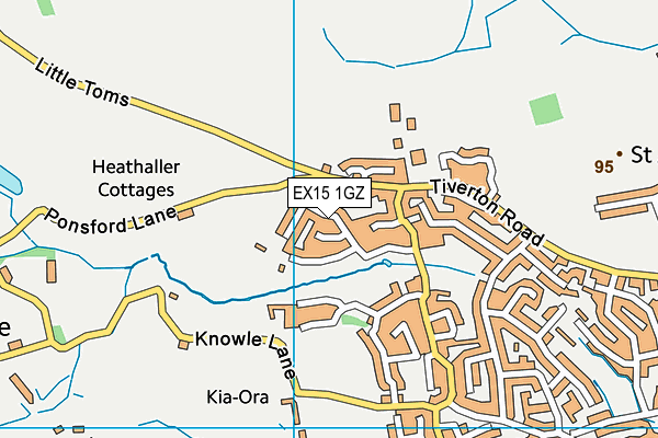 EX15 1GZ map - OS VectorMap District (Ordnance Survey)