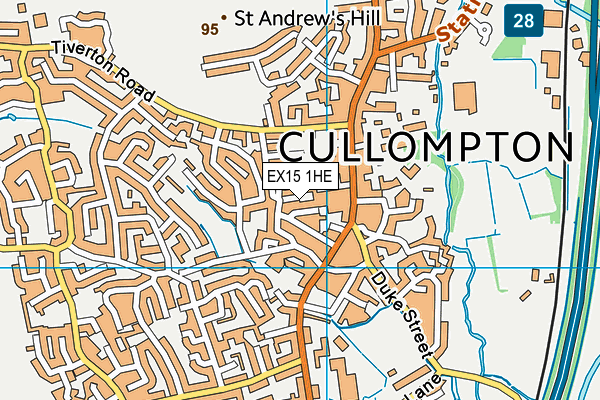 EX15 1HE map - OS VectorMap District (Ordnance Survey)