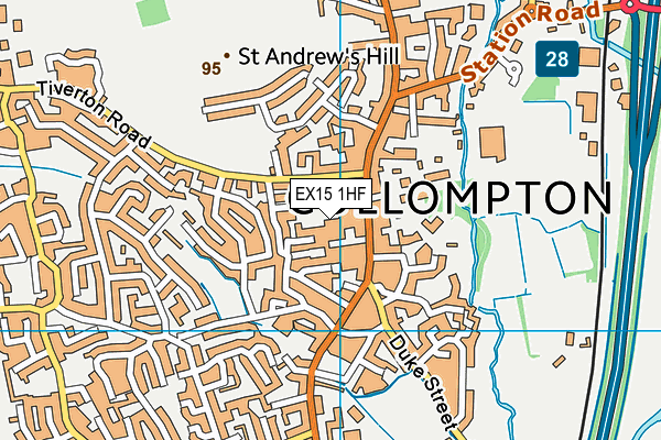 EX15 1HF map - OS VectorMap District (Ordnance Survey)