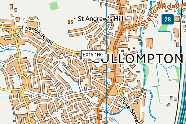 EX15 1HG map - OS VectorMap District (Ordnance Survey)