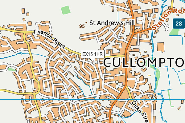 EX15 1HR map - OS VectorMap District (Ordnance Survey)