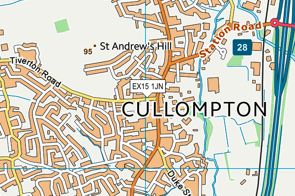 EX15 1JN map - OS VectorMap District (Ordnance Survey)