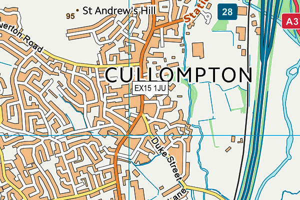 EX15 1JU map - OS VectorMap District (Ordnance Survey)