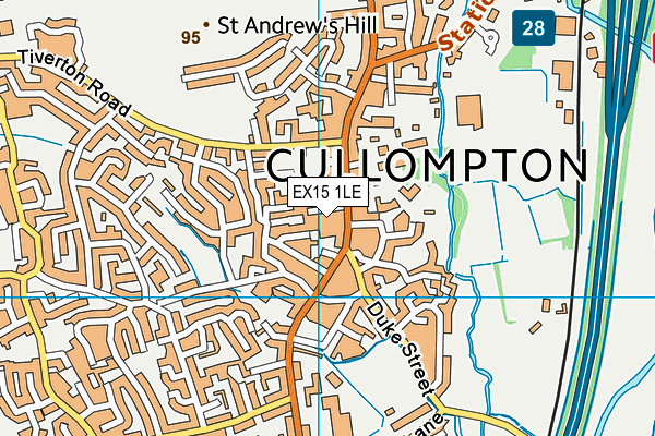 EX15 1LE map - OS VectorMap District (Ordnance Survey)