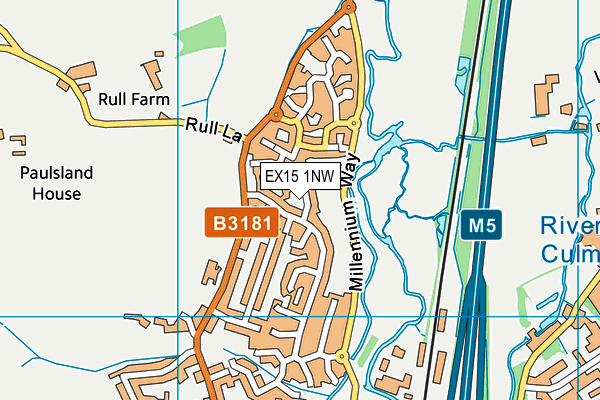 EX15 1NW map - OS VectorMap District (Ordnance Survey)