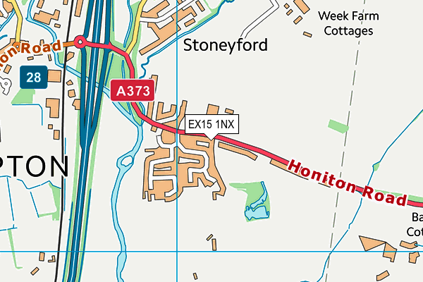 EX15 1NX map - OS VectorMap District (Ordnance Survey)