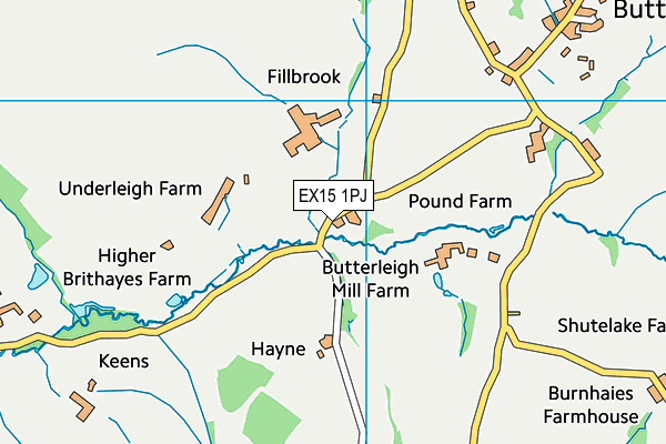 EX15 1PJ map - OS VectorMap District (Ordnance Survey)