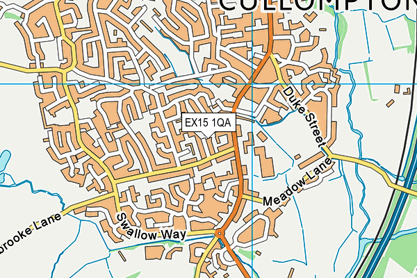 EX15 1QA map - OS VectorMap District (Ordnance Survey)