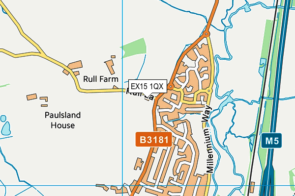 EX15 1QX map - OS VectorMap District (Ordnance Survey)