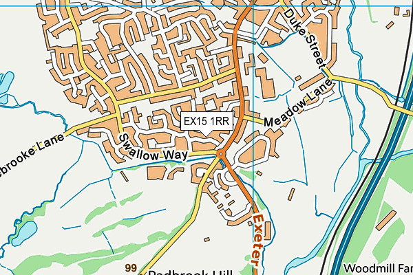 EX15 1RR map - OS VectorMap District (Ordnance Survey)