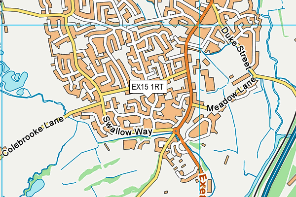 EX15 1RT map - OS VectorMap District (Ordnance Survey)