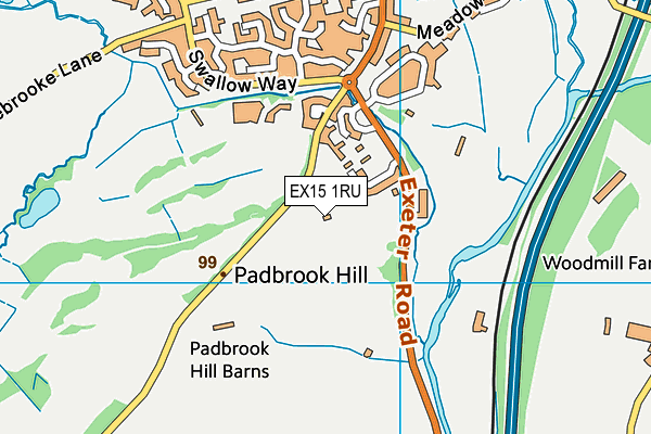 Padbrook Park Hotel map (EX15 1RU) - OS VectorMap District (Ordnance Survey)