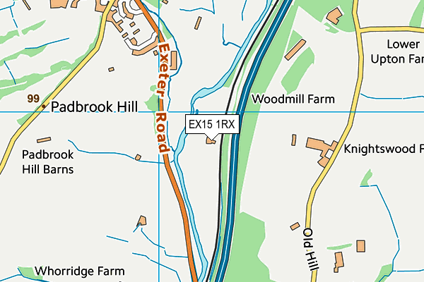 EX15 1RX map - OS VectorMap District (Ordnance Survey)