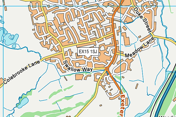 EX15 1SJ map - OS VectorMap District (Ordnance Survey)