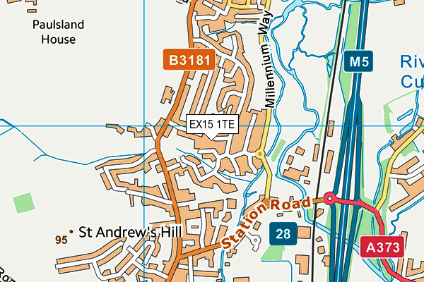 EX15 1TE map - OS VectorMap District (Ordnance Survey)