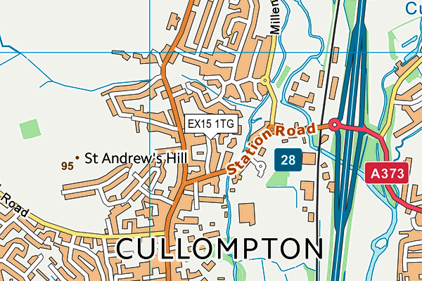 EX15 1TG map - OS VectorMap District (Ordnance Survey)