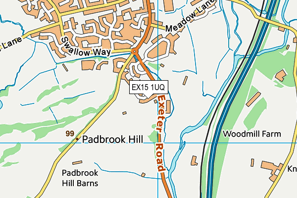 EX15 1UQ map - OS VectorMap District (Ordnance Survey)