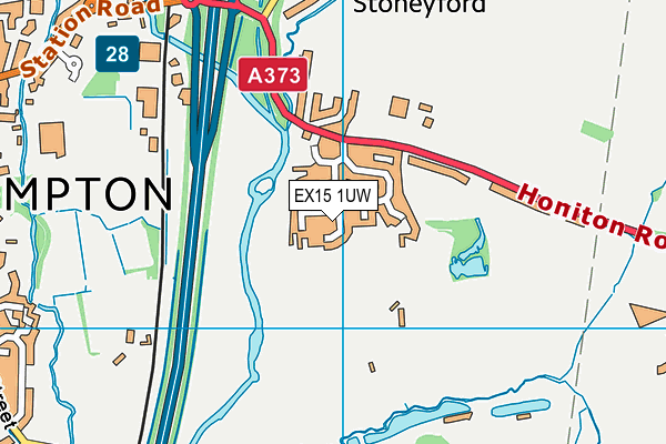 EX15 1UW map - OS VectorMap District (Ordnance Survey)