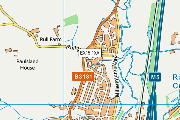 EX15 1XA map - OS VectorMap District (Ordnance Survey)