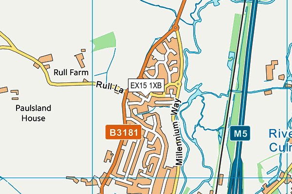 EX15 1XB map - OS VectorMap District (Ordnance Survey)