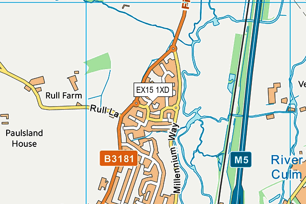 EX15 1XD map - OS VectorMap District (Ordnance Survey)