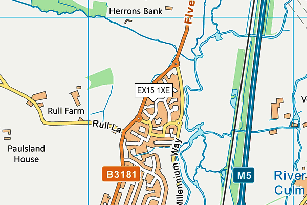 EX15 1XE map - OS VectorMap District (Ordnance Survey)