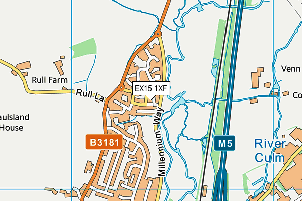 EX15 1XF map - OS VectorMap District (Ordnance Survey)