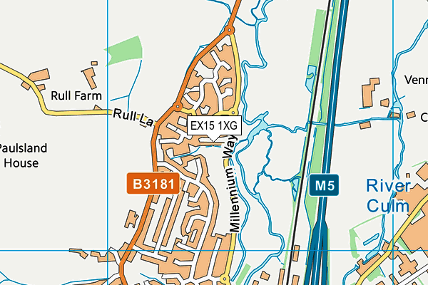 EX15 1XG map - OS VectorMap District (Ordnance Survey)