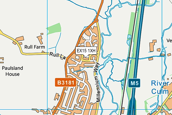 EX15 1XH map - OS VectorMap District (Ordnance Survey)
