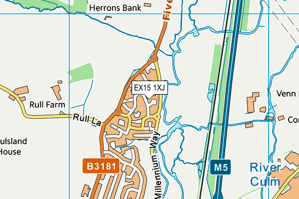 EX15 1XJ map - OS VectorMap District (Ordnance Survey)