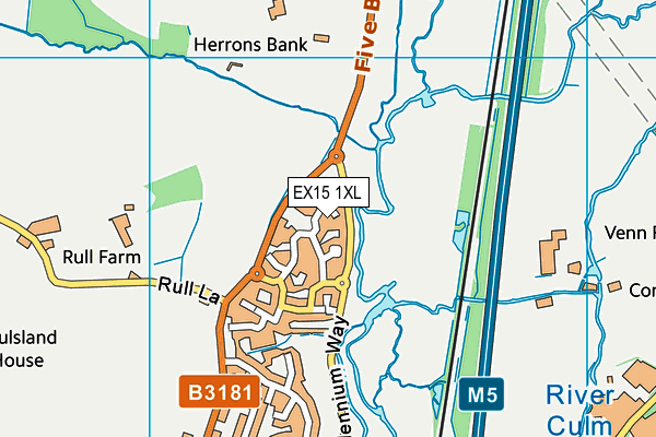 EX15 1XL map - OS VectorMap District (Ordnance Survey)
