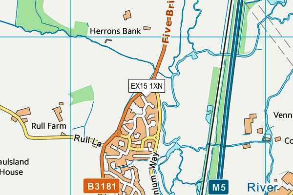 EX15 1XN map - OS VectorMap District (Ordnance Survey)
