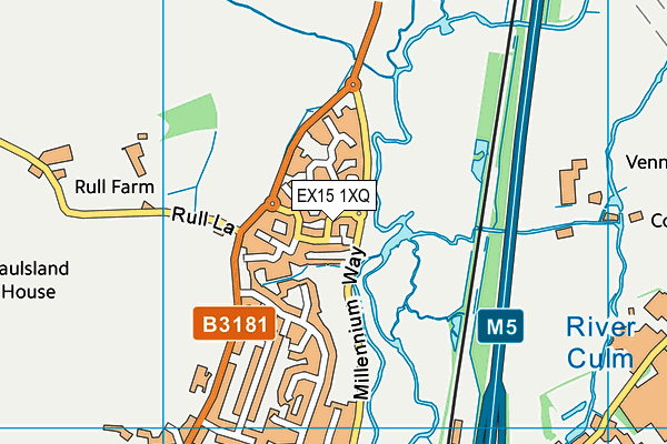 EX15 1XQ map - OS VectorMap District (Ordnance Survey)