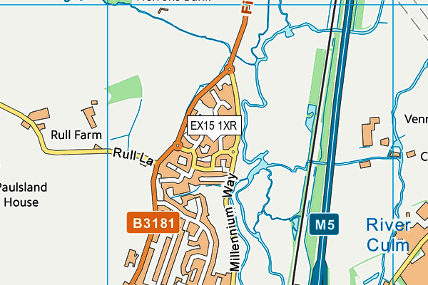 EX15 1XR map - OS VectorMap District (Ordnance Survey)